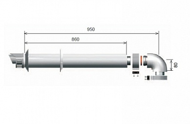 Коаксиальный дымоход для газового котла DGB 160-200. Труба 60/100, 1 м. Корея.