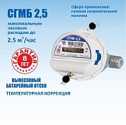 Счетчик газа СГМБ-2,5 малогабаритный бытовой. Сертифицирован в РБ!!!